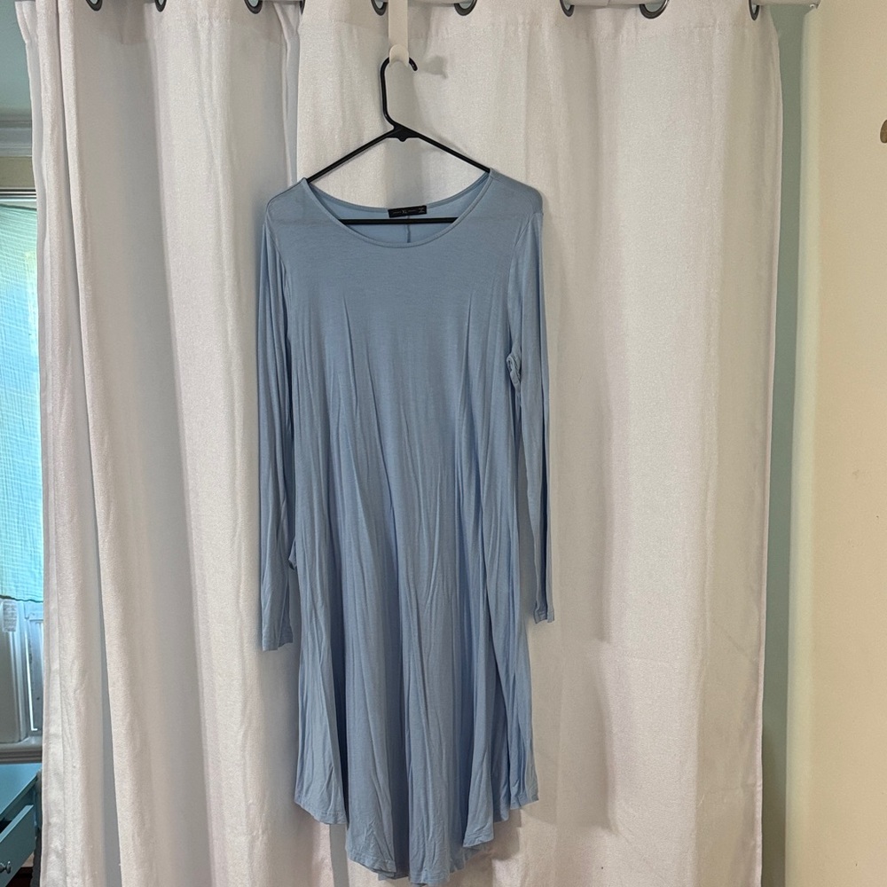 Chic Light Blue Long Sleeve Dress